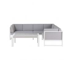 Beliani Set da Esterno Divano e Tavolino Telaio Alluminio Grigio Chiaro ad L Castella