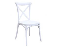 GARDENIA Sedia Country in Resina Vintage Bianco, 2 Sedie