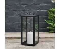 Lights4fun Lanterna in metallo Bowen con candela LED TruGlow® per interni ed esterni, 35 cm