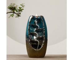 EliteMill Ceramica Cascata Fumo Flusso Dietro Incenso, Zen Fiumi Artigianato Portaincenso Collective - Blu Fontana con 10 Coni