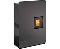 Stufa a pellet ERMETICA bioWAWE 8.0 plus - slim profondità 26 cm - uscita fumi laterale sx (Antracite)