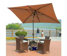 Parasol Ombrellone da Giardino 2 * 3 M Ombrellone Inclinabile con Design A Manovella, Balcone Rettangolare Impermeabile, Blu, Beige, Marrone, Rosso