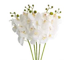 Cadver 5 pz 76,2 cm Phalaenopsis orchidea artificiale rami vero tocco lattice fiori per home office decorazione di nozze White