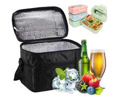 Borsa Termica, Sinwind Borsa Termica Porta Pranzo 10L Frigo Isoterma per Alimenti Mantenere Caldo o Freddo per PIC-nic/Allaperto/Barbecue/Campeggio/Eventi Sportivi, Nero