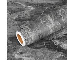 Livelynine 40CMX5M Pellicola Adesiva Anthracite Carta Adesiva Cemento Scuro Carta da Parati Adesiva per Mobili Scrivania Tavolo Top Cucina Adesivo Vintage Effetto Cemento Grigio Granito Fantasia PVC