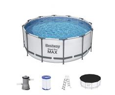 Bestway Steel PRO Max Piscina con Telaio in Acciaio, Grigio