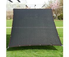 Rete Ombreggiante Nero per Protezione Solare,Rete Telo Ombra Traspirante Anti-Età,Tessuto Ombra con Occhielli,Tenda da Sole Privacy,per Serra/Balcone/Cortile/Tetto (3x3m/9.8x9.8ft)