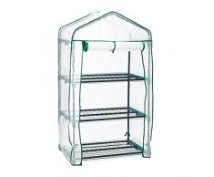 Relaxdays Serra per Il Balcone, in Acciaio e Telo in PE, Vivaio, Giardinaggio, HLP: 127 x 69 x 49 cm, Verde Trasparente, 80% plastica