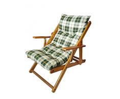 Totò Piccinni Poltrona Sedia Sdraio Harmony Relax in Legno Pieghevole 3 Posizioni (Verde Scacchi)