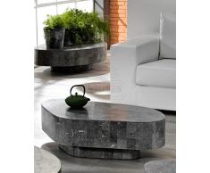 STONES HOME FURNITURE Stones, Tavolino Salotto Moderno in Compensato Marino Ricoperto da Tasselli di Pietra Fossile Gray Stone, Modello Trapezio, Grigio, Taglia Unica