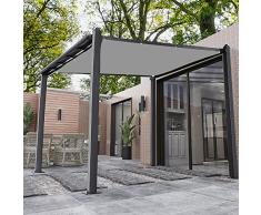 Tenda a Vela Rettangolare Impermeabile 3x3.5M Per Balconi Arredo Giardino Gazebo, Telo Copertura Pergolato Parasol Protezione Uv Tenda A Vela Ombreggiante Parasole Protezione Raggi UV, Grigio Chiaro