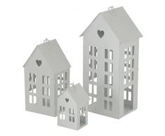 Boltze Set di lanterne Alamo (lanterne a vento, 3 pezzi, design elegante, casetta luminosa bianca, senza candele, decorazione per casa, interni, portacandele) 2012950