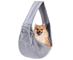 FDJASGY - Piccola borsa per animali domestici, reversibile, con cintura di sicurezza per cani e gatti, per viaggi all’aperto, Grigio antracite