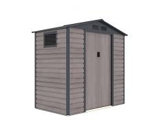GARDIUN Casetta Metallica da Giardino Gardiun Surrey 2,71 m2 213x127x211 cm Struttura e Pareti in Acciaio Zincato con Finestra Laterale e Effetto Legno Venato