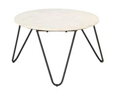 Homgoday Tavolino da Caffè Bianco 65x65x42 cm Pietra Vera Testura Marmo, Tavolino da Salotto, Tavolinetto da Soggiorno, Tavolo per Ufficio Camera da Letto Giardino