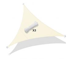 VOUNOT Vela Ombreggiante Triangolare 5x5x5m, Tenda da Sole per Esterno, Impermeabile Protezione UV, Tenda a Vela per Giardino, Balcone, Terrazza, Beige