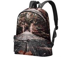 graticcio in legno foglia dacero grande zaino in tela scuola universitaria uomini e donne, Multicolor