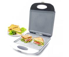 Bistecchiera Elettrica Portatile Antiaderente Piastre In Ghisa Facili da Pulire Indicatori Temperatura Tostiera 21 x 25 cm Apertura a 90° Fornello Barbecue per Panini Sandwiches Toast 1400W