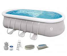 Jilong Avenli 17023EU Piscina Autoportante Ovale con Struttura, Grigia, 610 x 360 x122 cm, 610x360x122 cm