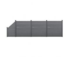 neu.holz Steccato per Giardino Staccionata Recinzione WPC 183 x 625 cm Rettangolare e Inclinato Grigio