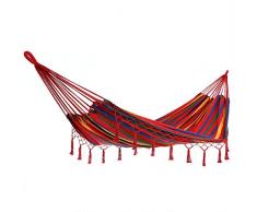 Detex Amaca da Giardino Portata 300kg 320x150cm Traspirante Frange Campeggio Giardino Interno Esterno Rosso