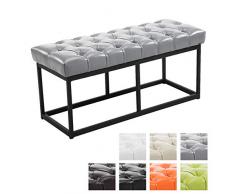 CLP Panca Design Chesterfield Amun in Metallo Nero Opaco I Panchina Imbottita Trapuntata in Similpelle I Panca Ingresso, Colore:Grigio, Dimensione:100 cm