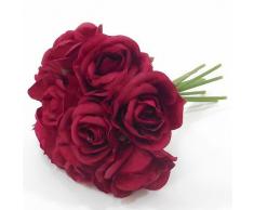 A1-Homes, mazzo di rose artificiali, 27 cm, 9 grandi teste di fiori (1 mazzo, rosso)