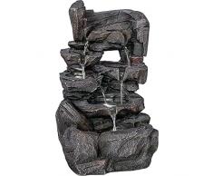 STILISTA® Fontana da giardino con cascata in pietra, 47 x 28 x 25 cm, con illuminazione a LED, pompa inclusa