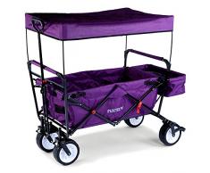 Carrello pieghevole LORIGINALE FUXTEC - carrello a mano - carrello da giardino - spiaggia - tettuccio rimovibile - barra di trazione telescopica - 4 ruote - JW-76C