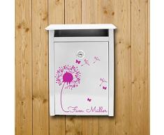 ilka parey wandtattoo-welt cassetta postale di adesivo dell'etichetta adesiva porta cassetta delle lettere murale dente di leone con nome personalizzato M1877 - colore selezionato: *nero* formato selezionato: *S - 25cm largo x