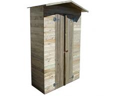 Casetta in legno impregnato 135x61xh201cm esterno porta attrezzi giardino EG41045