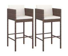 KTHLBRH Sgabelli da Bar con Cuscini 2 pz Marroni in Polyrattan Sgabelli da cucina Sgabello da colazione Sgabelli da lavoro sgabello bar, Adatto per Bar, Banconi di Cucina, Caffè, Mercati, Ristoranti