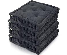 DYNMC you Confortevole Cuscino da Pavimento Set di 4, Esterno, Interno - Rigido Cuscino 40x40, Morbido Rivestimento OEKO-TEX in Cotone, Pratica Maniglia - Cuscino Sedia, Cuscini da Esterno