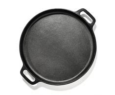 ToCi - Piastra liscia, 35 x 3 cm (ØxA), in ghisa | Piastra adatta a barbecue e fornelli | Piastra universale rotonda e pretrattata per arrostire e cuocere sulla griglia