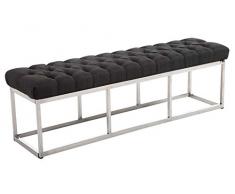 CLP Panca Design Chesterfield Amun in Stoffa E Acciaio Inox I Panchina Ingresso Corridoio Capitonné Casa O Ufficio Elegante, Colore:Grigio Scuro, Dimensione:150 cm