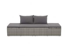 A-ZONE Lettino da Giardino Grigio 195x60 cm in Polyrattan