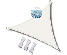 MEEYI Telo da Sole 6x6x6m tendalino Laterale avvolgibile Tenda Parasole Esterno ombreggiante Giardino Tenda a Vela ombreggiante Triangolare Resistente allo Strappo con Corda di Fissaggio-Bianca