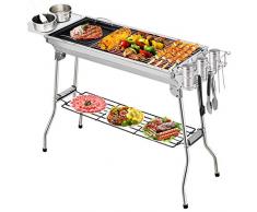 Fixget Barbecue Grill, Grill Barbecue Carbone Griglia Barbecue per 5-10 Persone, Utensile BBQ Grill Barbecue Carbone Pieghevole per Picnic con Gli Amici, Riunione di Famiglia in Balcone e Giardino