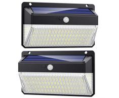 Luce Solare Led Esterno 228 LED, 【Versione migliorata 2200 mAh】Lampada Solare con Sensore di Movimento 2200mAh Luci Esterno Energia Solare Impermeabile con 3 Modalità - 2 Pezzi