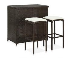 MUSEVANE Set da Bar 3 pz in Polyrattan Marrone