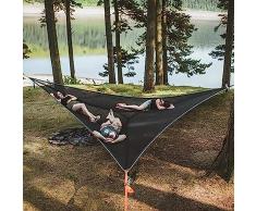 Amaca per più persone migliorata, amaca triangolare con design a 3 punti, amaca portatile per più persone, in grado di sopportare un peso di 200 kg,Nero,280 * 280 * 280cm
