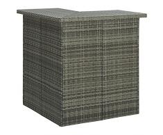 Chenshu Tavolo da Bar Tavolo da Giardino Tavolo da Bar da Giardino Tavolo da Pranzo Tavolo da Bar per Esterni Tavolo da Bar ad Angolo Grigio 100x50x105 cm in Polyrattan