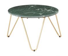 Gecheer Tavolino da Caffè Verde, Tavolino da Salotto/Tavolino Basso da Soggiorno, Tavolino da Divano Moderno Comodino 65x65x42 cm Pietra Vera Testura Marmo