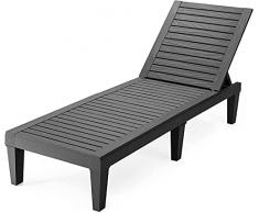GYMAX Sdraio Prendisole da Esterno, Lettino Prendisole in Plastica Reclinabile in 5 Posizioni, Ideale per Terrazzo, Giardino, Cortile, con Portata di 180 kg, 190 x 57,5 x 29 cm (Nero)