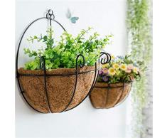 FjrOnline - Fioriera da appendere in ferro, da parete, con ganci a catena, per decorare la casa, il giardino, il balcone