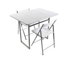 VERSA Andrea Set Tavolo e Due sedie per Cucina, terrazzo, Giardino, Balcone o Sala da Pranzo, Tavolo e sedie, Misure (A x L x l) 80 x 70 x 100 cm, Metallo e PVC, Colore Bianco