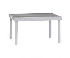 Tavolo da giardino allungabile a 10 posti Piazza grigio fumo e bianco, in alluminio con rivestimento epossidico