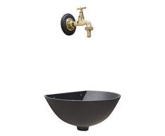 Fontana a muro modello 600 colore grigio ghisa con rubinetto mod. 195L in ottone lucido per casa e giardino