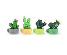 cobee Decorazione per auto, piccolo cactus artificiale, decorazione per interni auto, grazioso cactus verde, cactus per auto, cruscotto, casa, ufficio, scrivania, tavolo del computer, 4 pezzi