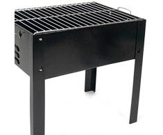 Bakaji Barbecue Portatile Con 4 Gambe Alimentazione a Carbonella Carbone Per Grigliate Carne Pesce Verdure Giardino Patio Terrazza Pic Nic Ideale per 3-5 Persone in Ferro Cromato Nero 35 x 24 x 35 cm